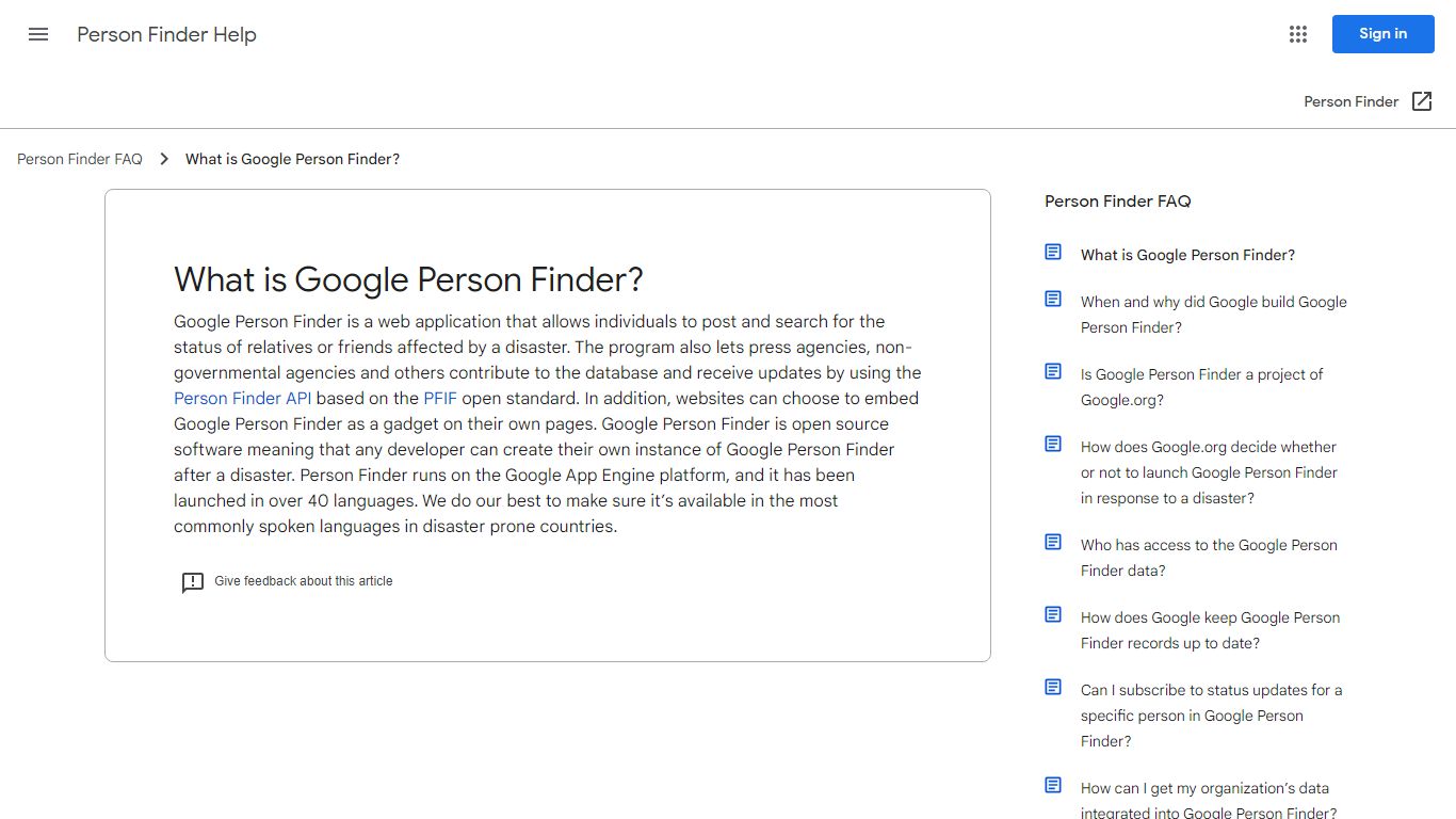 What is Google Person Finder? - Person Finder Help